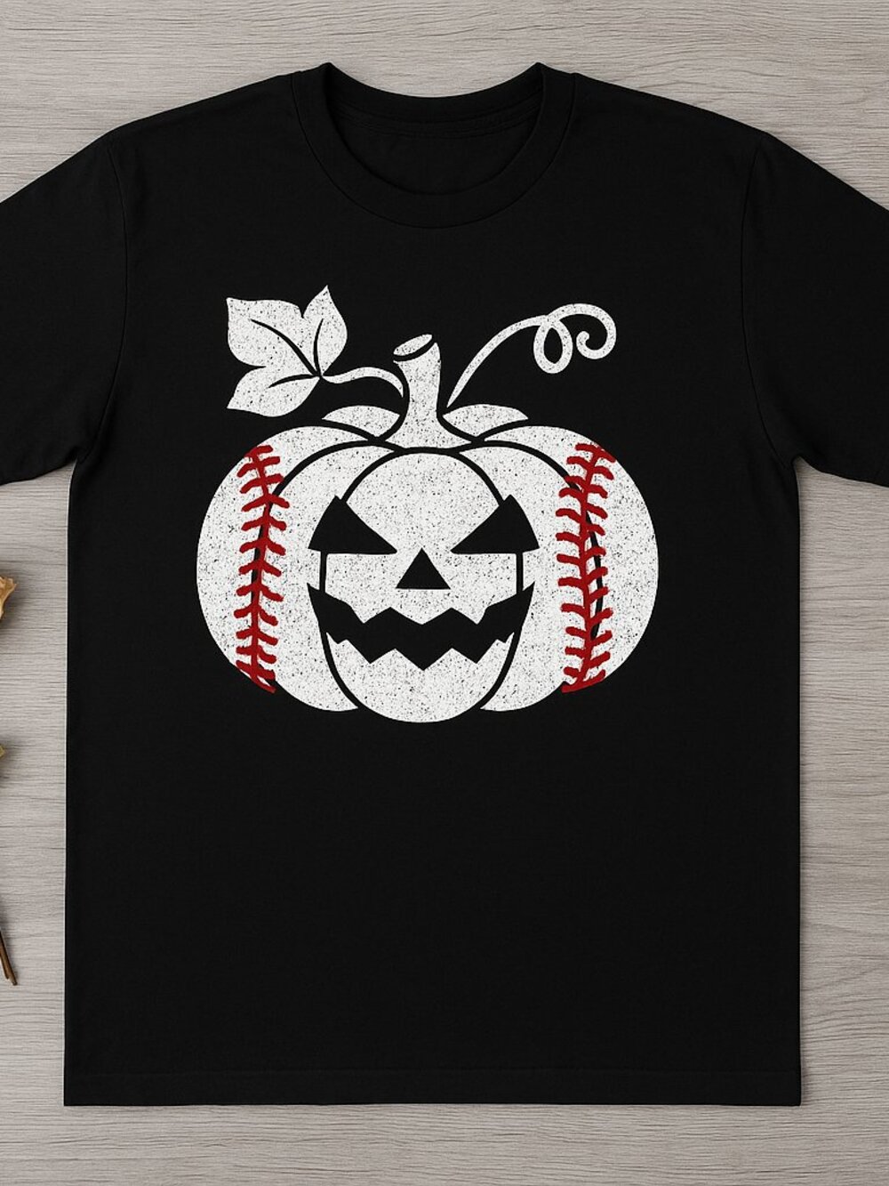 Baseball Pumpkin Jack O Lantern Funny Halloween Graphic Tee Black